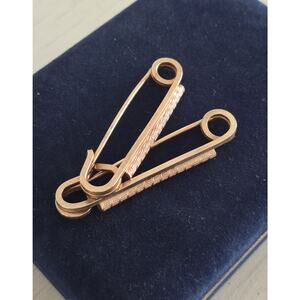 Vintage Rose Gold Plated Large Safety Pin Brooch Set